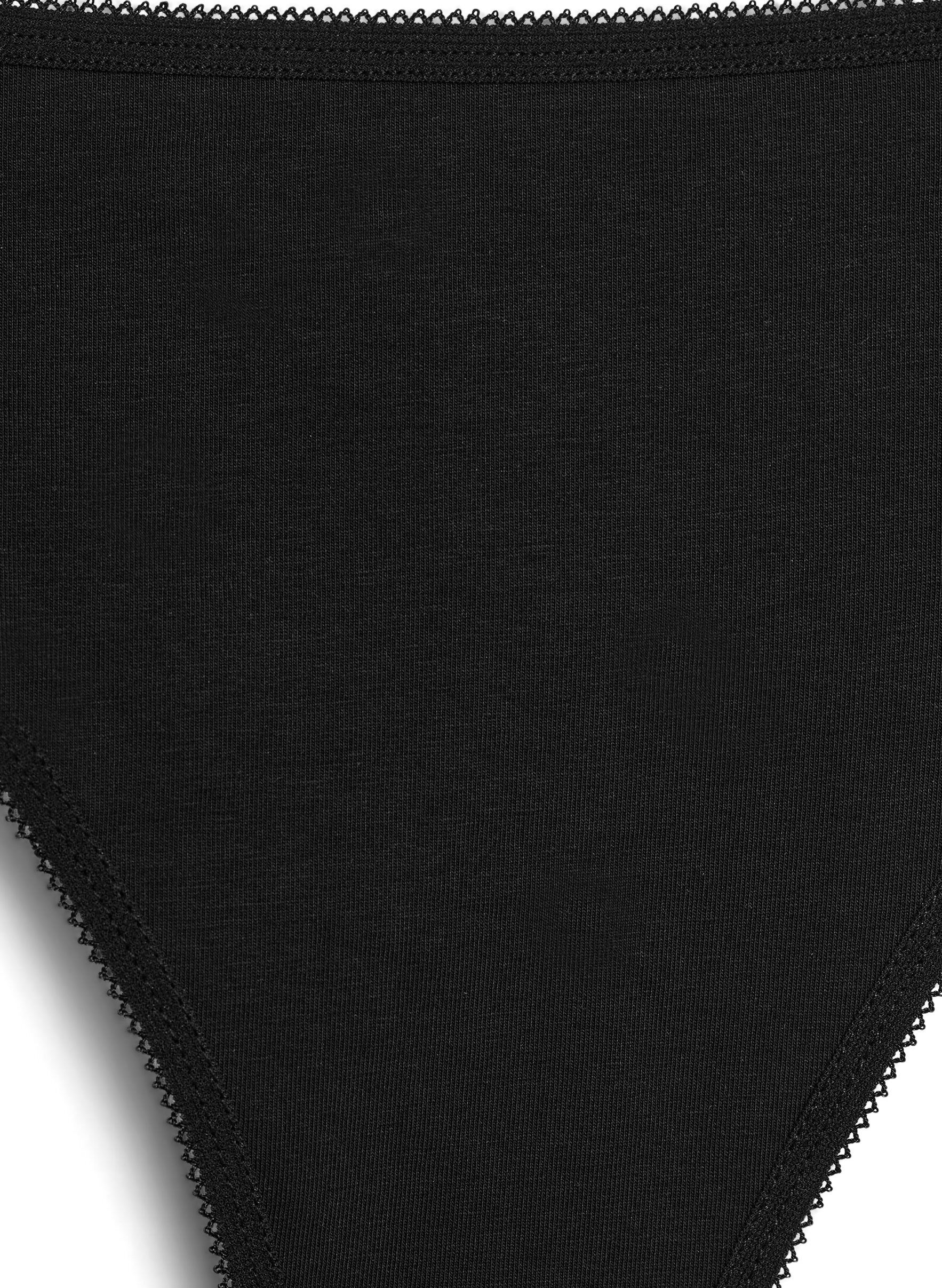 Zizzi 7-pack katoenen strings met een lage taille, Zwart, Packshot image number 2