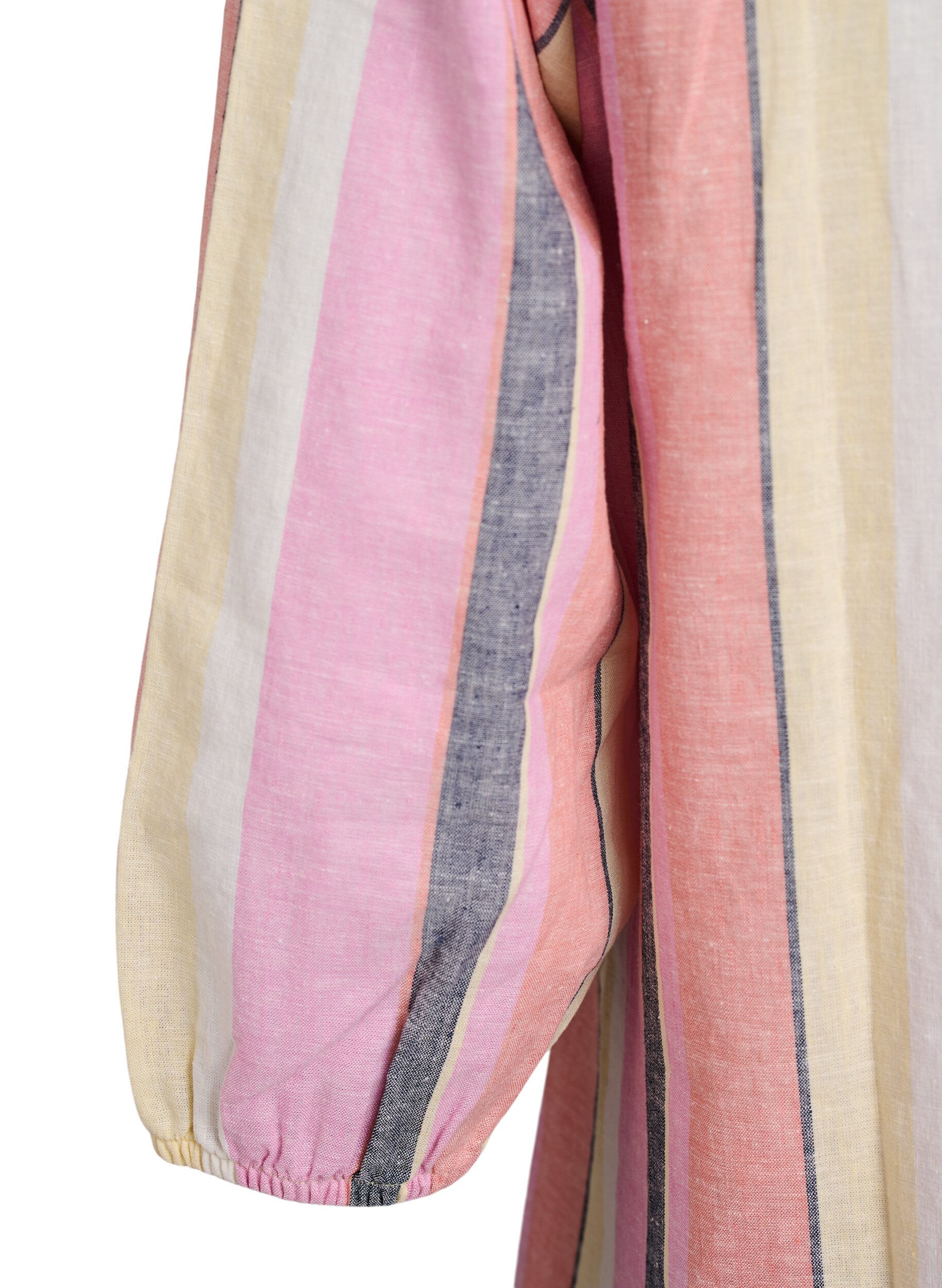 ZizziKorte jurk in linnen en viscose met 3/4 mouwen, Geel, Packshot image number 3
