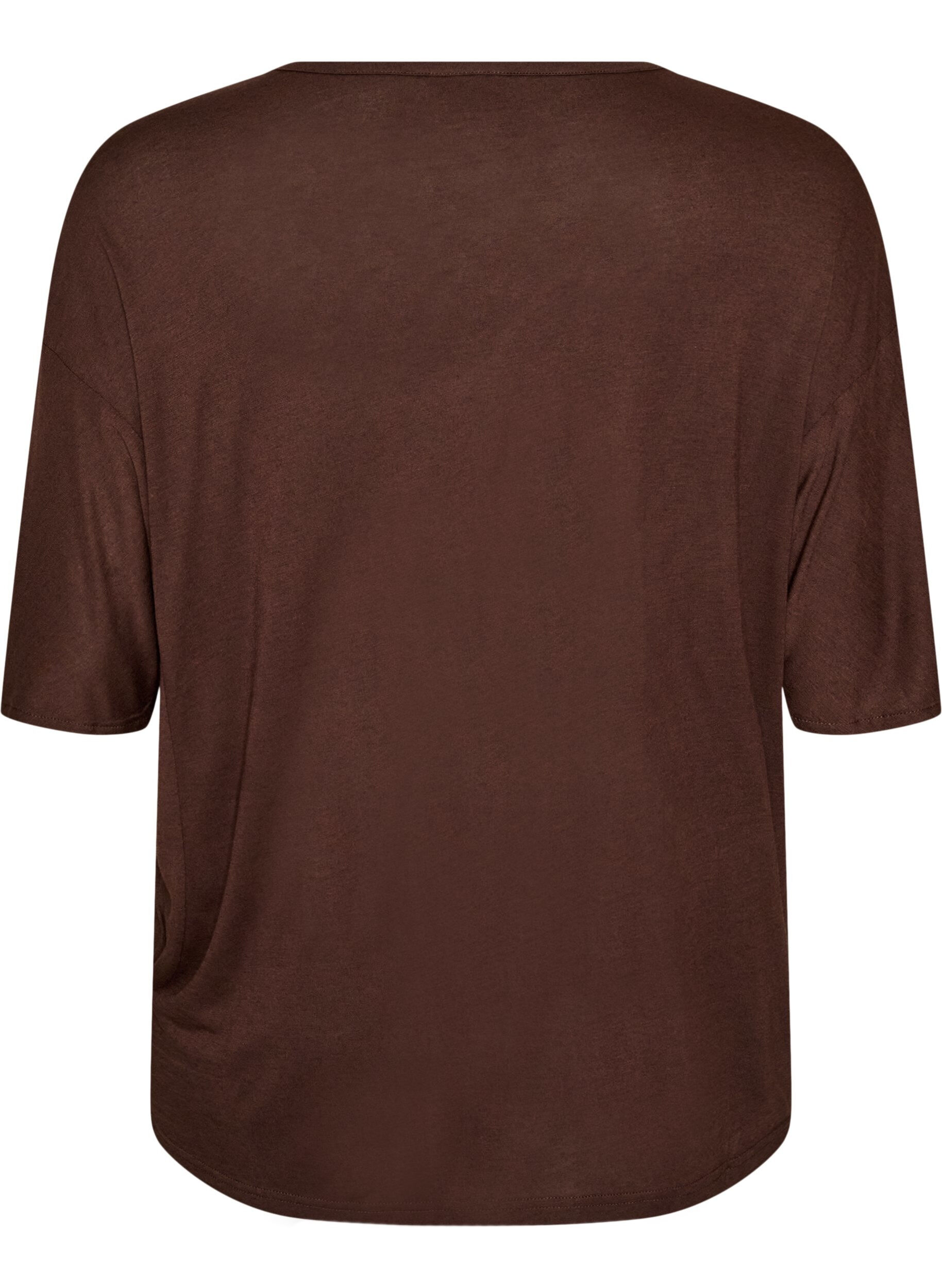 ZizziLosse pasvorm T-shirt in viscose jersey, Bruin, Packshot image number 1