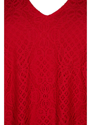 Kanten blouse met lange mouwen en v-hals, Tango Red, Packshot image number 2