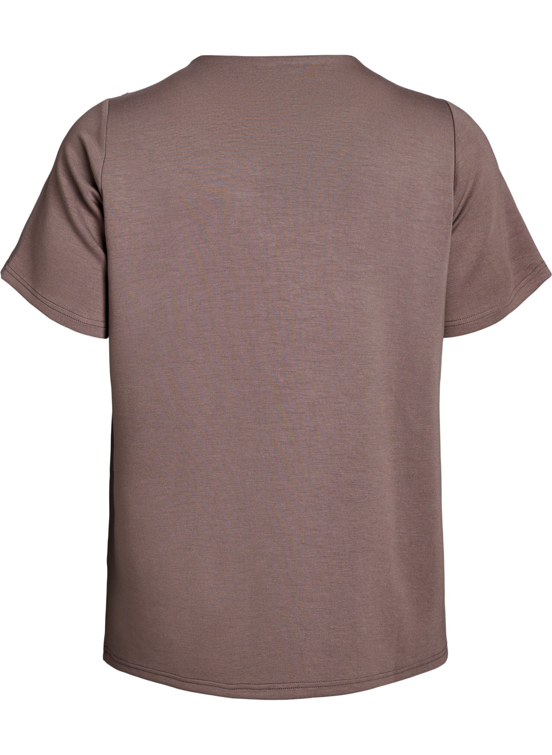 Zizzi Blouse met korte mouwen en knoopdetail, Bruin, Packshot image number 1