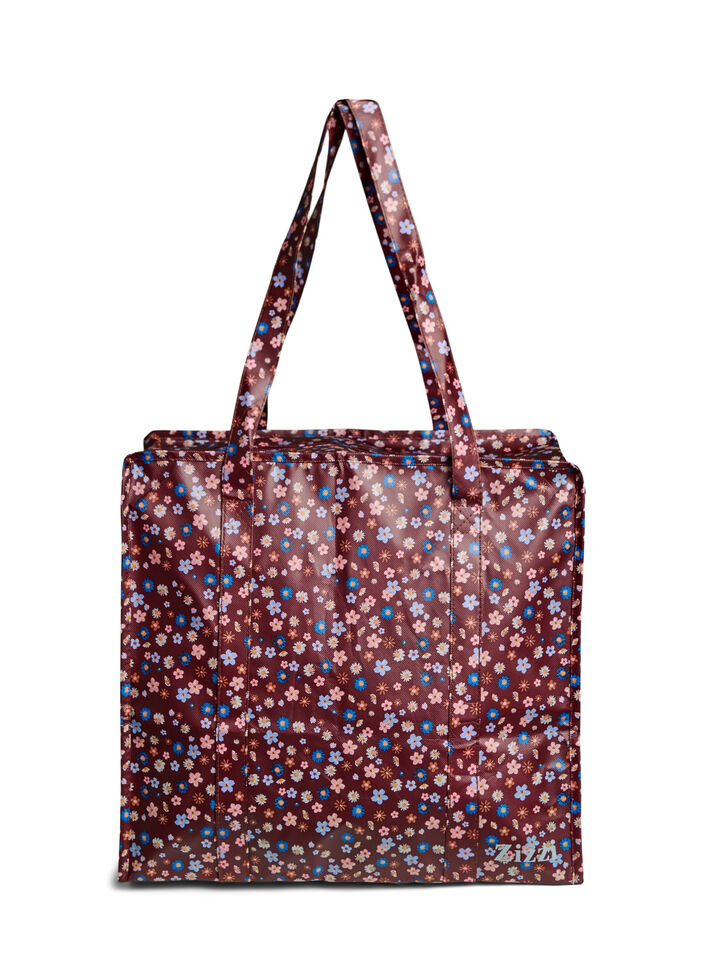 Boodschappen tas met rits or just shoppingbag, Bruin, Packshot image number 1