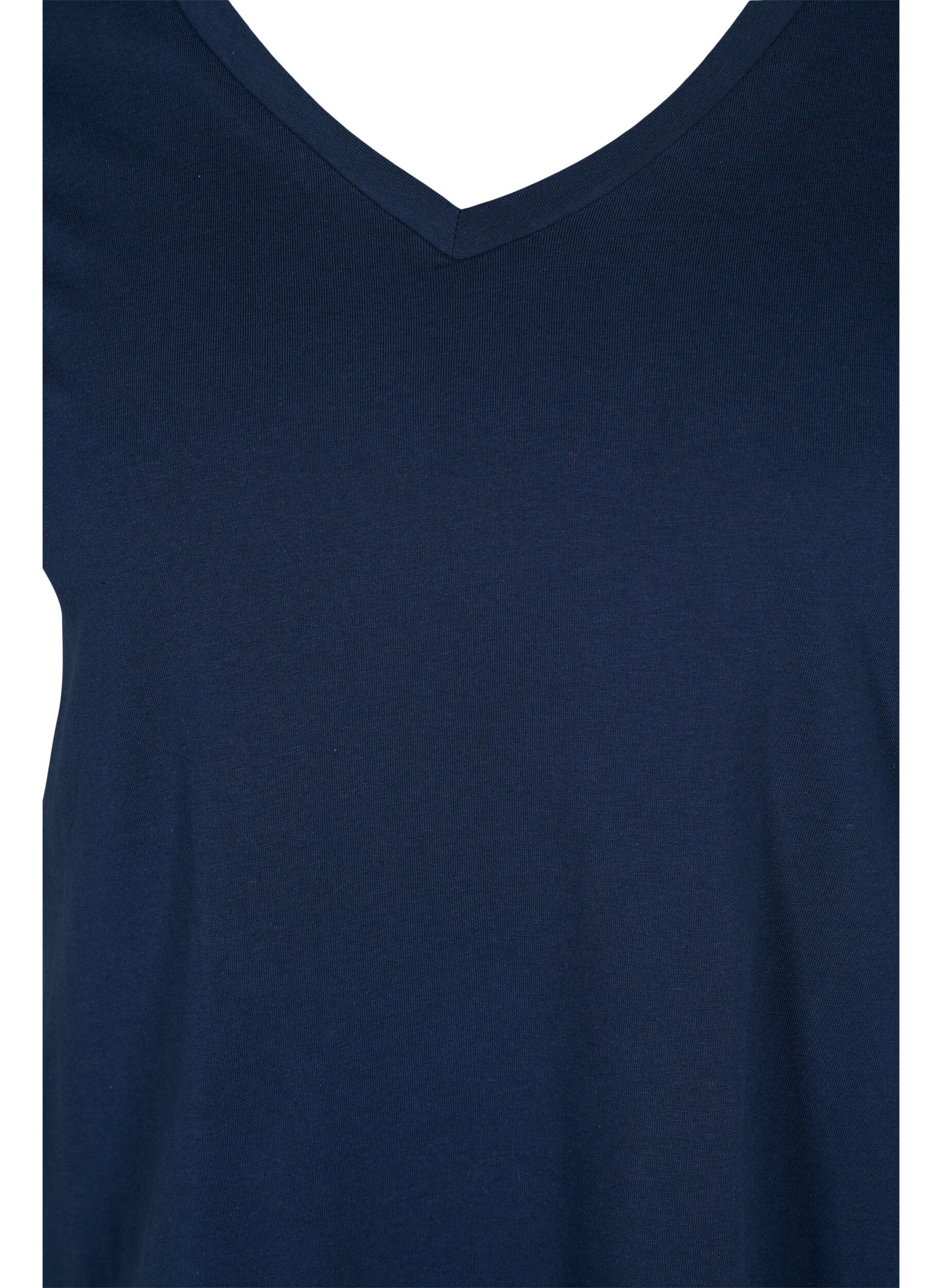 Zizzi Set van 2 basic t-shirts in katoen, Navy B/B White, Packshot image number 2