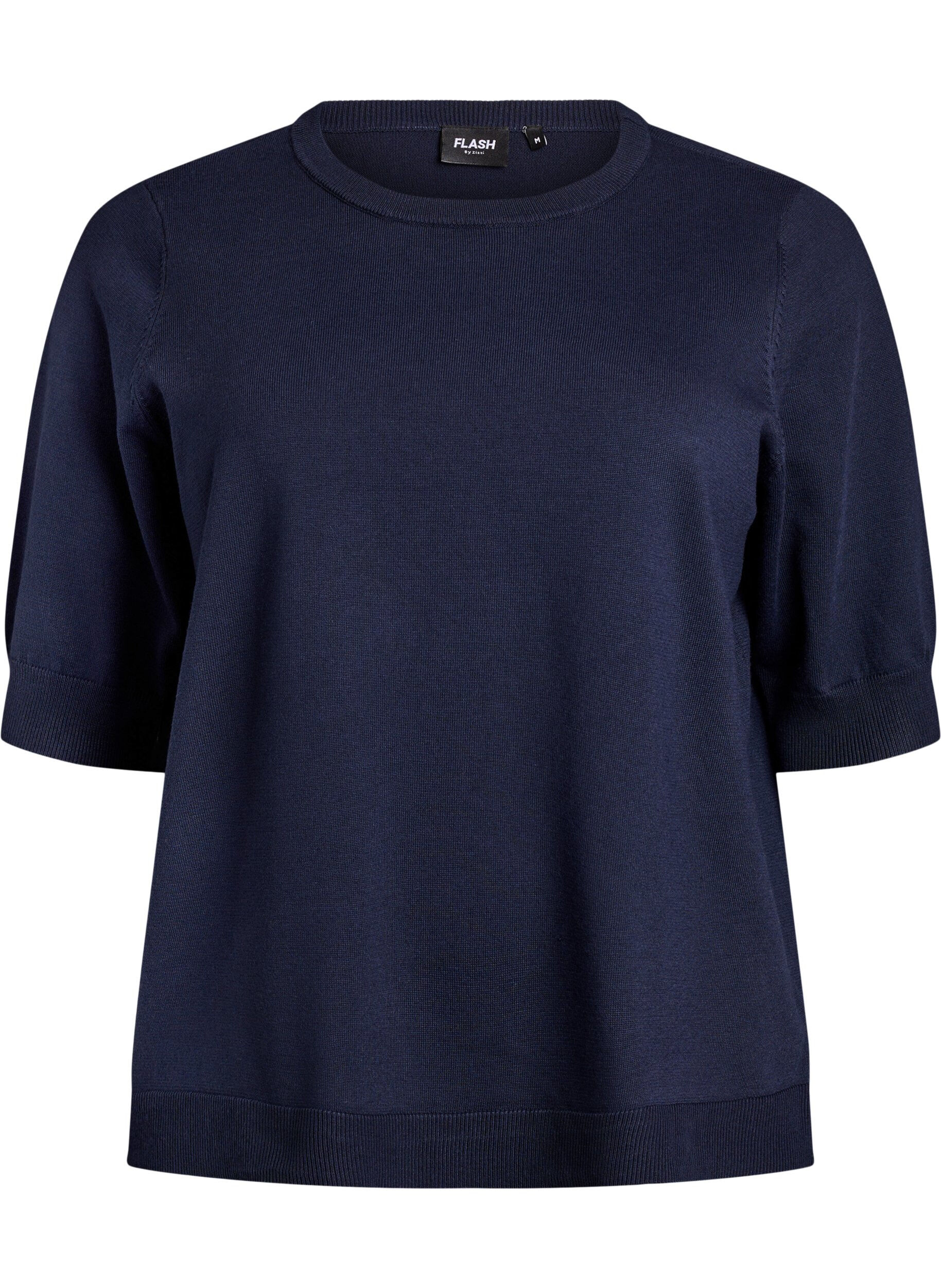 FLASH - Fijngebreide blouse met korte mouwen