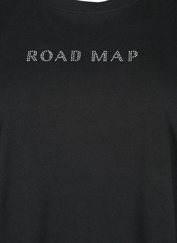 T-shirt in biologisch katoen met similistenen, Black, Packshot image number 2