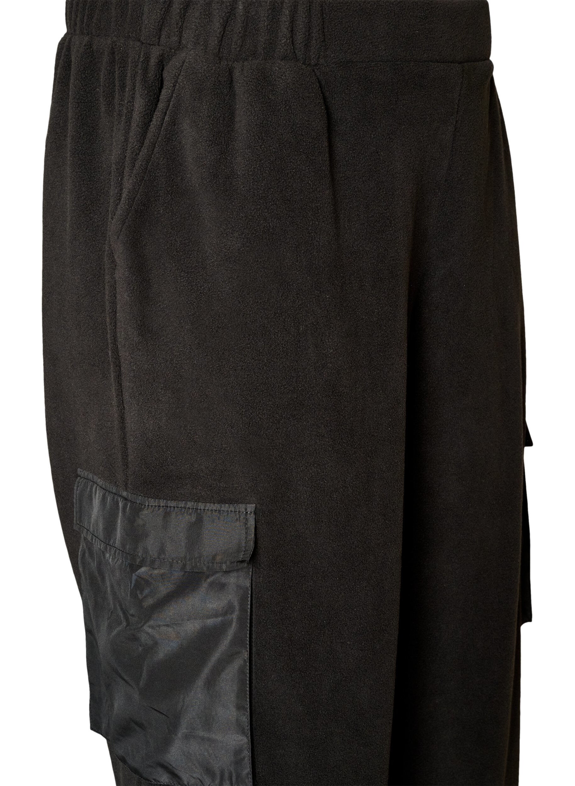 ZizziFleece joggingbroek met cargozakken, Zwart, Packshot image number 2