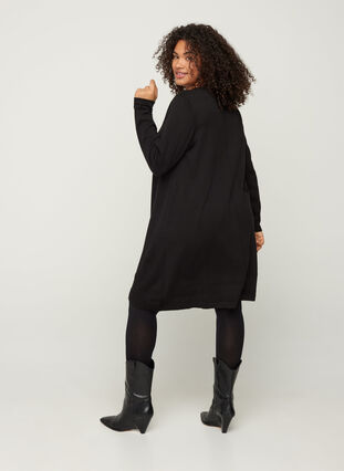 Gebreide jurk met lange mouwen en a-lijn, Black, Model image number 1