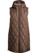 Halflang gewatteerd gilet met capuchon, Bruin, Packshot image number 0