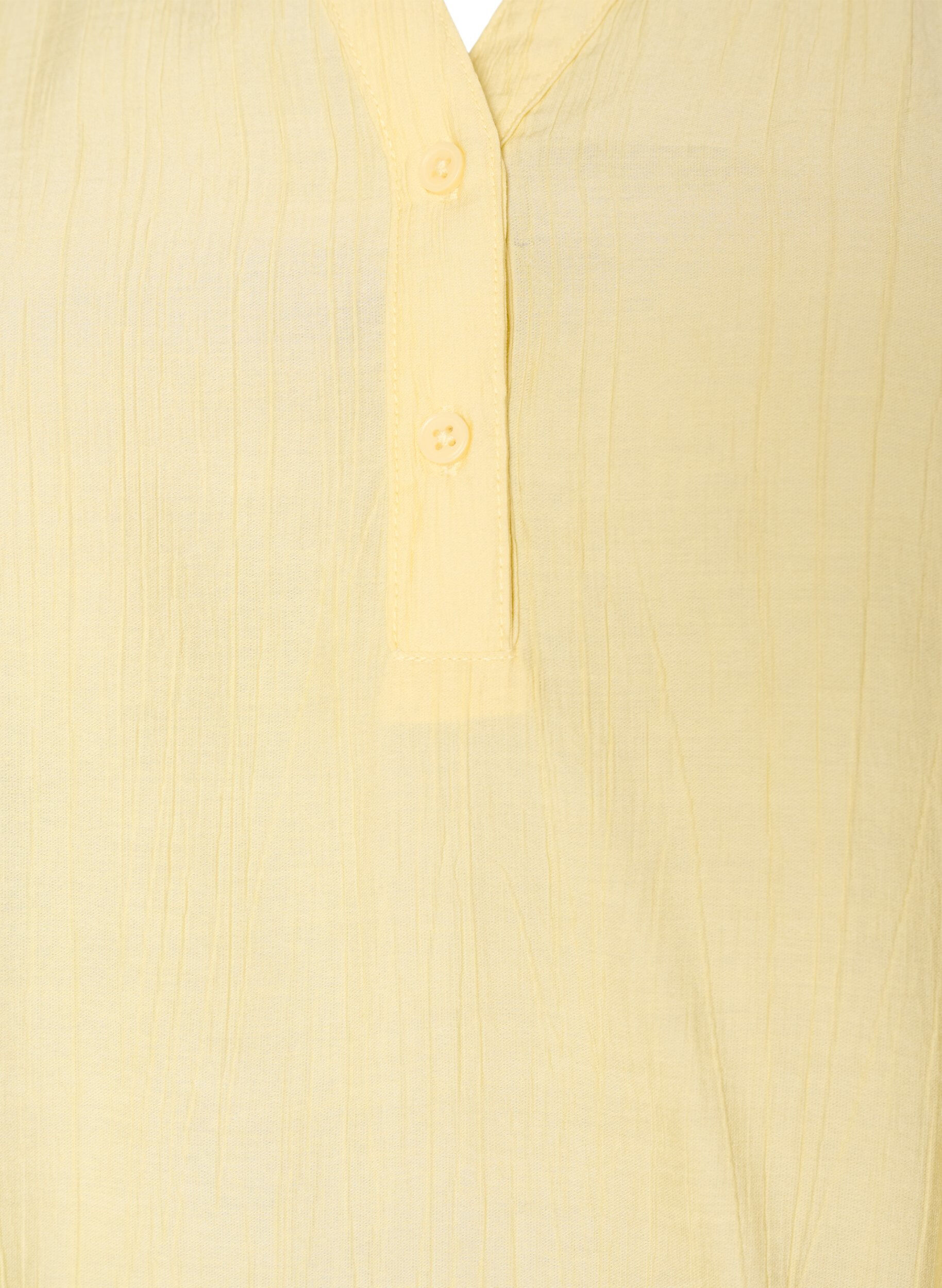 ZizziBlouse met korte mouwen in een viscosemix met textuur en ruchesmouwen, Geel, Packshot image number 2