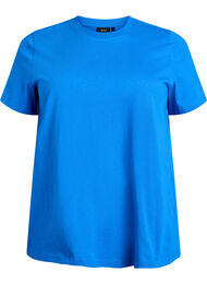 Basic katoenen T-shirt met ronde hals, Blauw