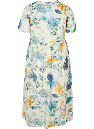 Midi-jurk met korte mouwen en bloemenprint, AOP Flower, Packshot image number 1