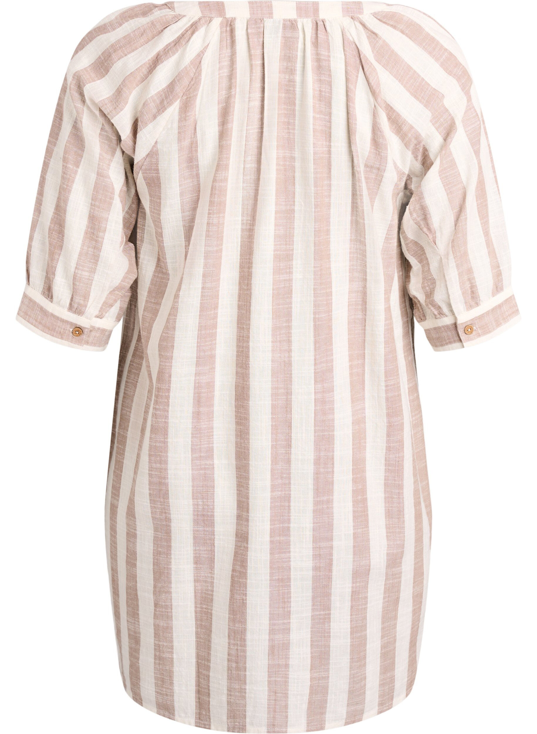 ZizziKatoenen tuniek met V-hals, Beige, Packshot image number 1
