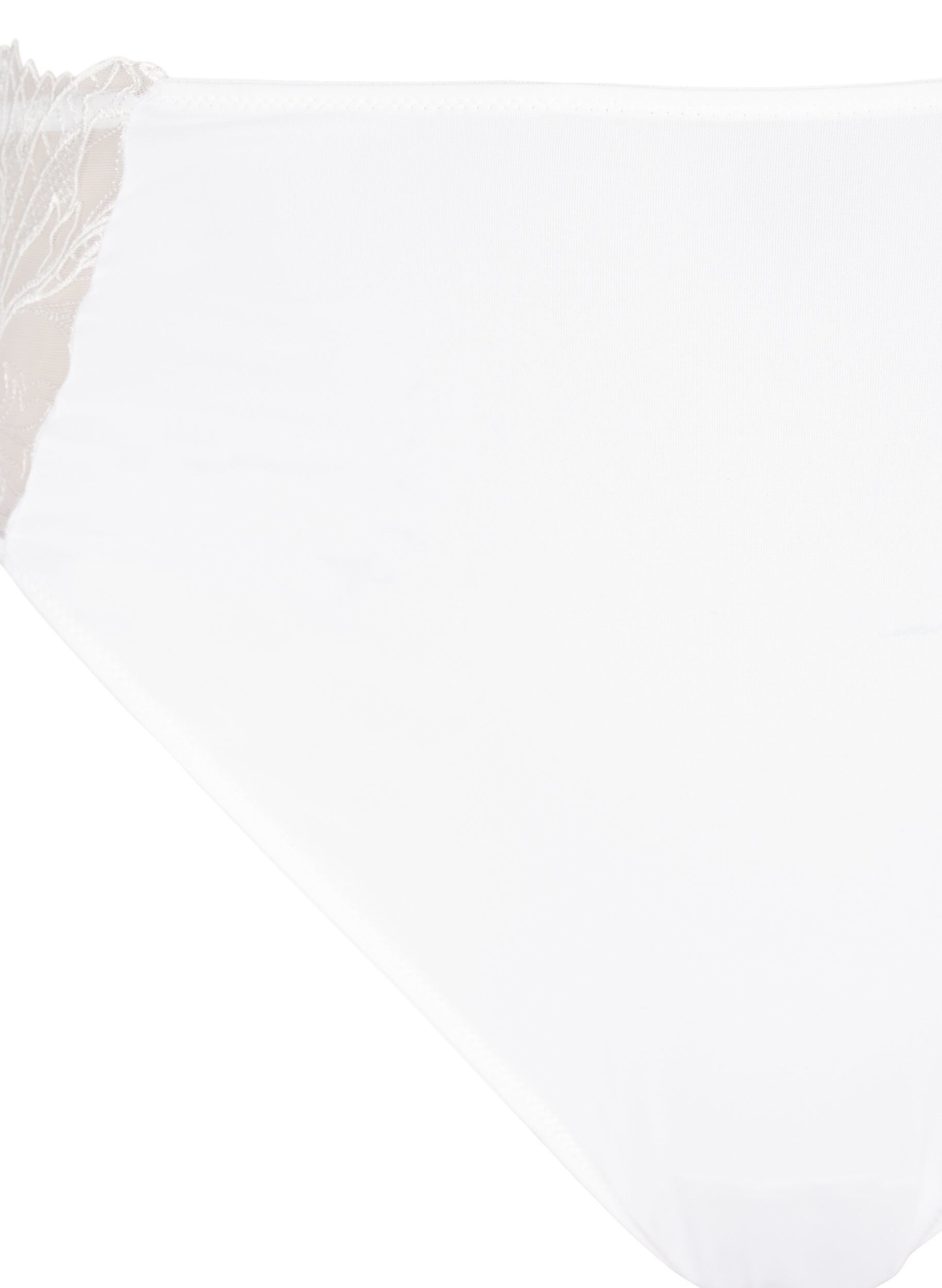 Zizzi Microvezel string met kanten details, Wit, Packshot image number 2