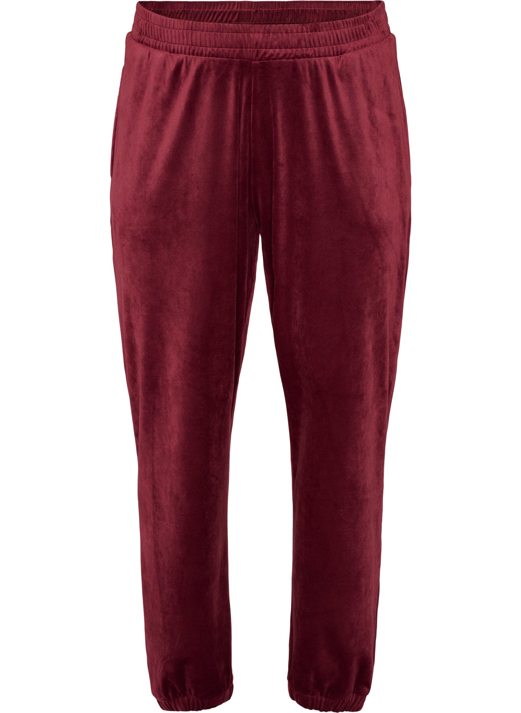 ZizziLosse velourbroek, Rood, Packshot image number 0