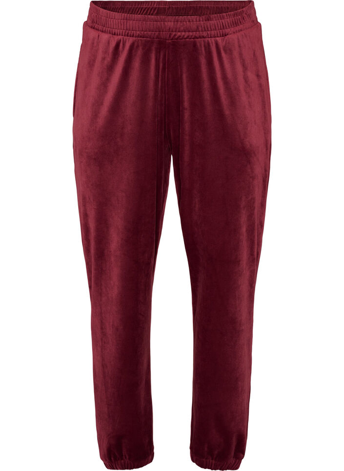 Losse velourbroek, Rood, Packshot image number 0