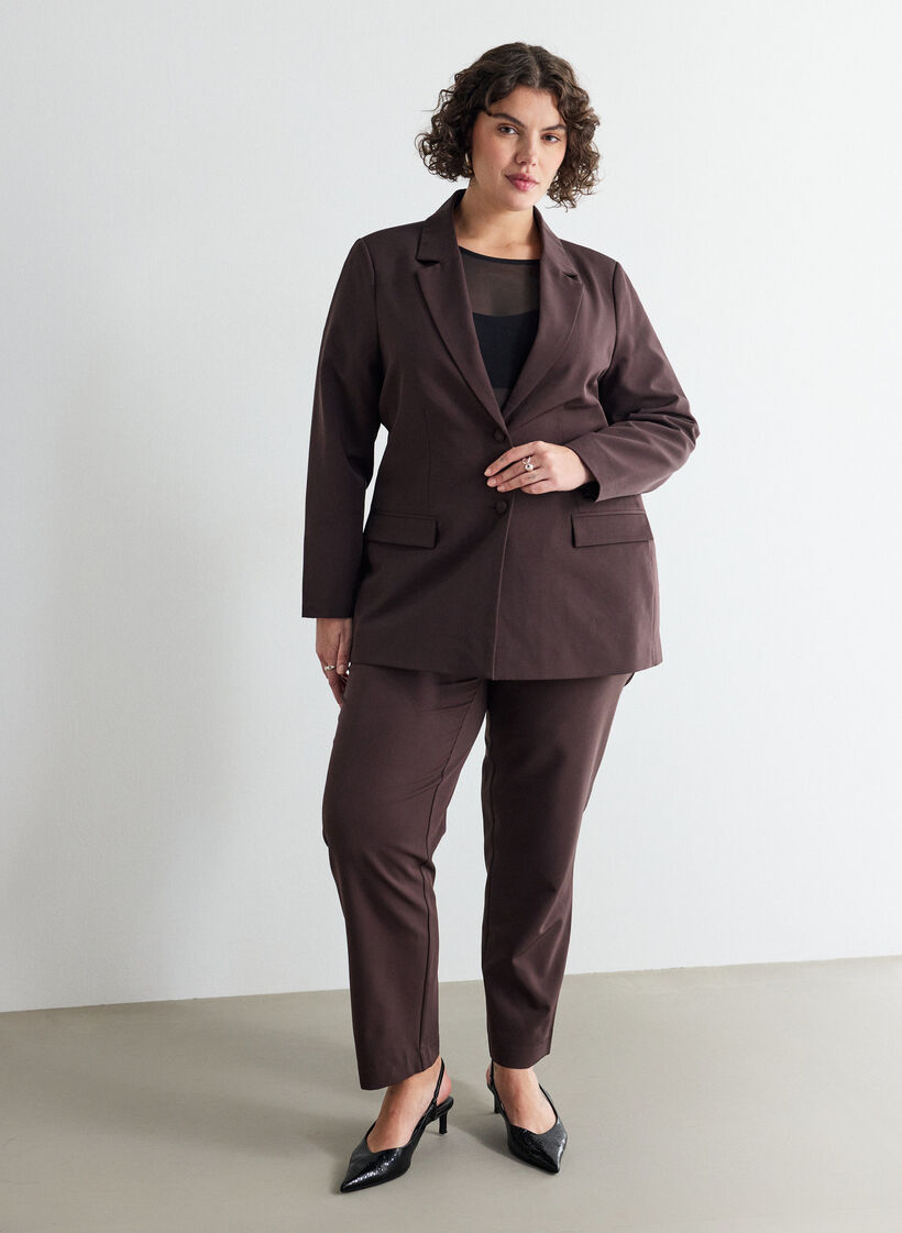 Klassieke blazer met knoopsluiting, Bruin, Model image number 1