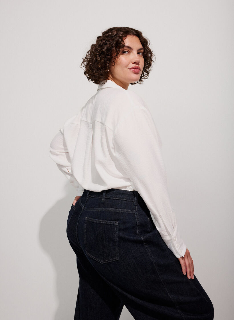 Losse shirt met V-hals, Wit, Image image number 0