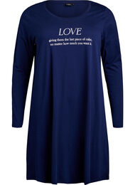 Nachthemd met lange mouwen in biologisch katoen, Blauw