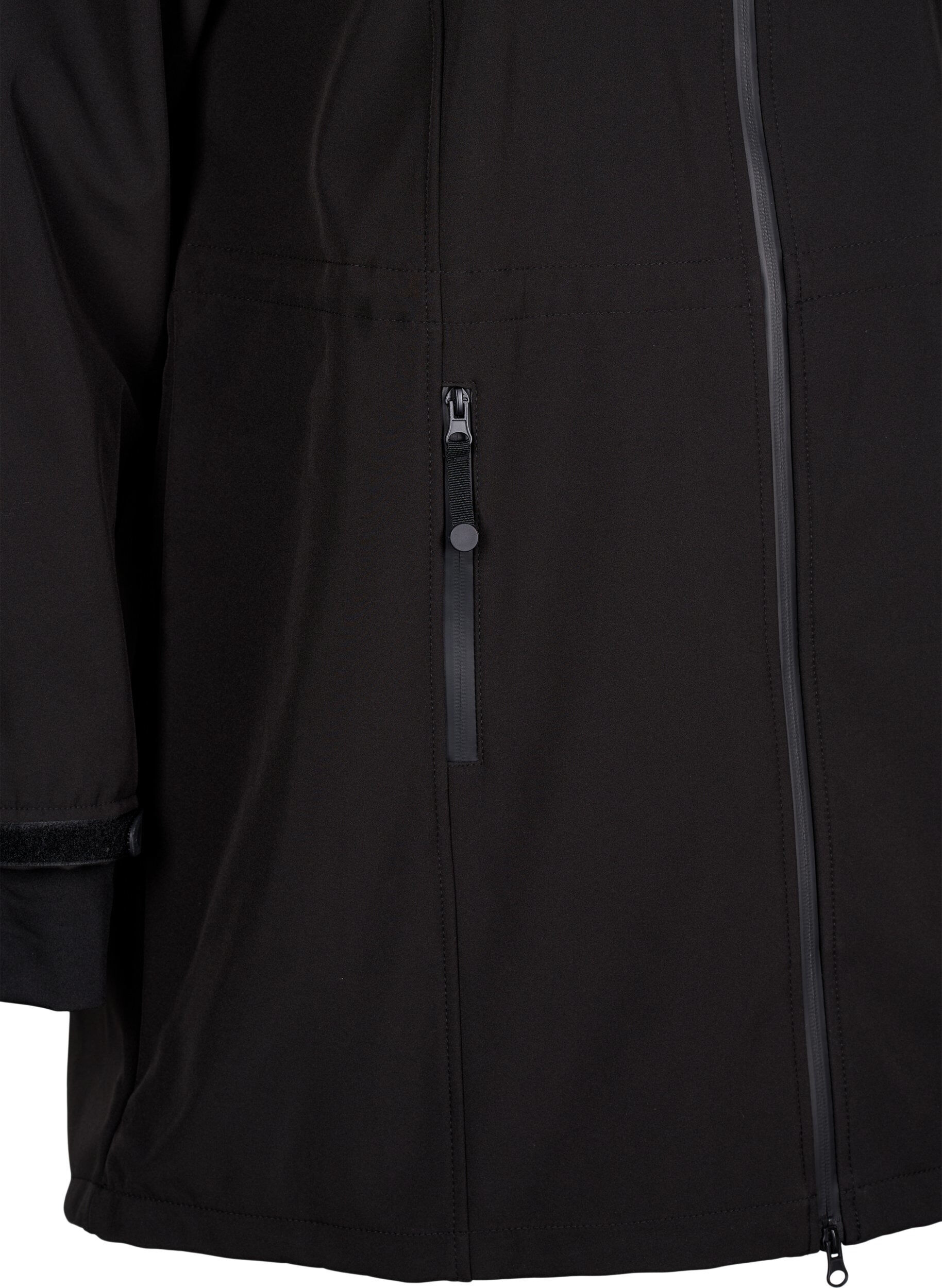 Zizzi Softshell jas met afneembare capuchon, Zwart, Packshot image number 3