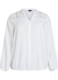 Katoenen mousseline blouse met geborduurde details, Wit
