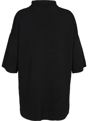 Gebreide jurk met cropped mouwen, Black, Packshot image number 1