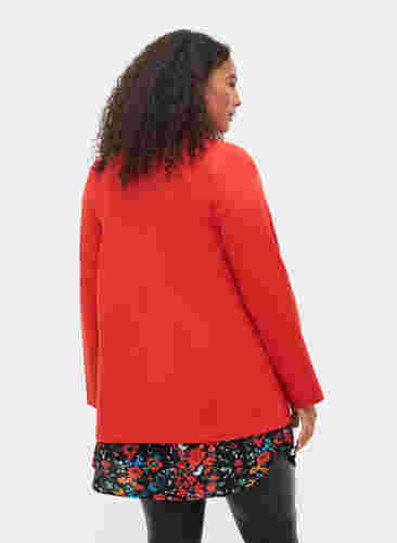 Basic blazer met knoop en sierzakken, Flame Scarlet, Model image number 1