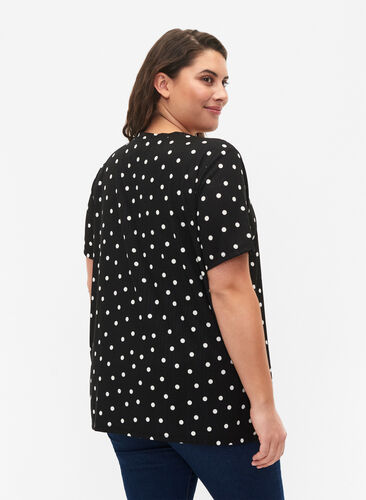 FLASH - Bedrukt t-shirt met v-hals, Black Dot, Model image number 1