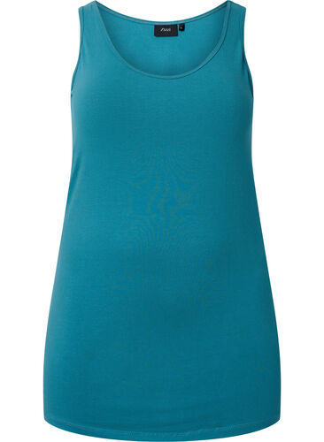Effen gekleurd basic top in katoen, Brittany Blue, Packshot image number 0