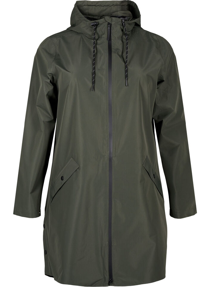 Regenjas met zakken en capuchon, Groen, Packshot image number 0
