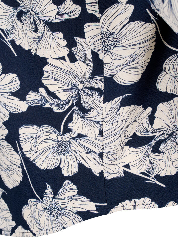Blouse avec col en V et imprimé, Navy B. Flower AOP, Packshot image number 3