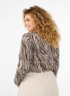 Blouse met lange mouwen en zebraprint, Bruin, Model image number 2