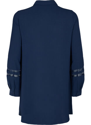 Lang shirt met kanten details, Navy Blazer, Packshot image number 1