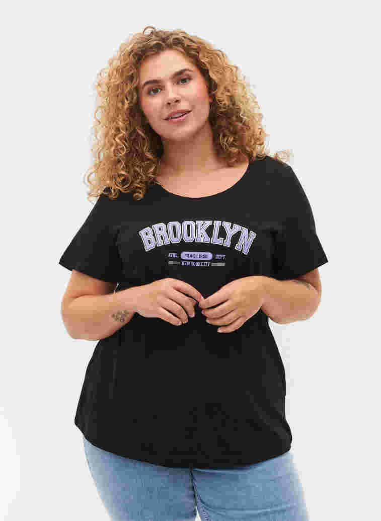 Katoenen t-shirt met print, Black Brooklyn, Model image number 0