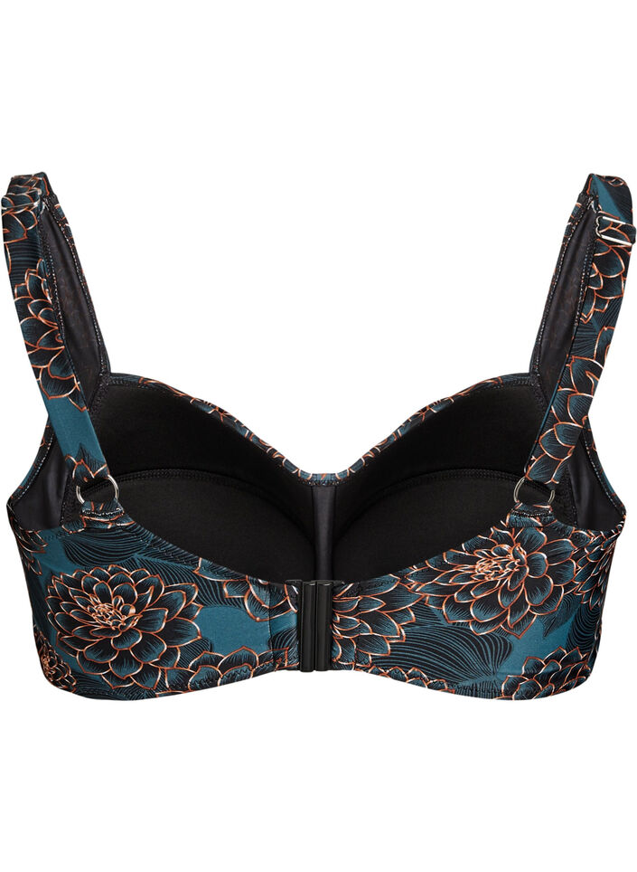 Gewatteerde bikinitop met print, Blauw, Packshot image number 1
