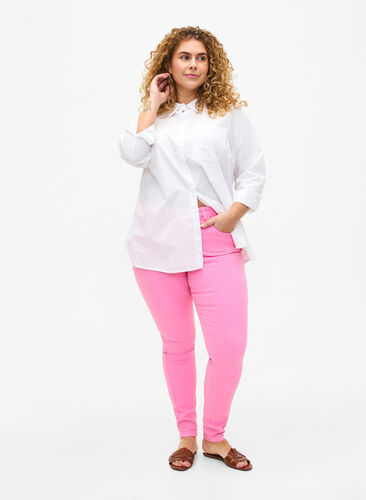 Super slim fit Amy jeans met hoge taille, Rosebloom, Model image number 0
