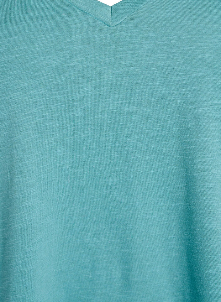 Basic t-shirt met korte mouwen en V-hals, Blauw, Packshot image number 2
