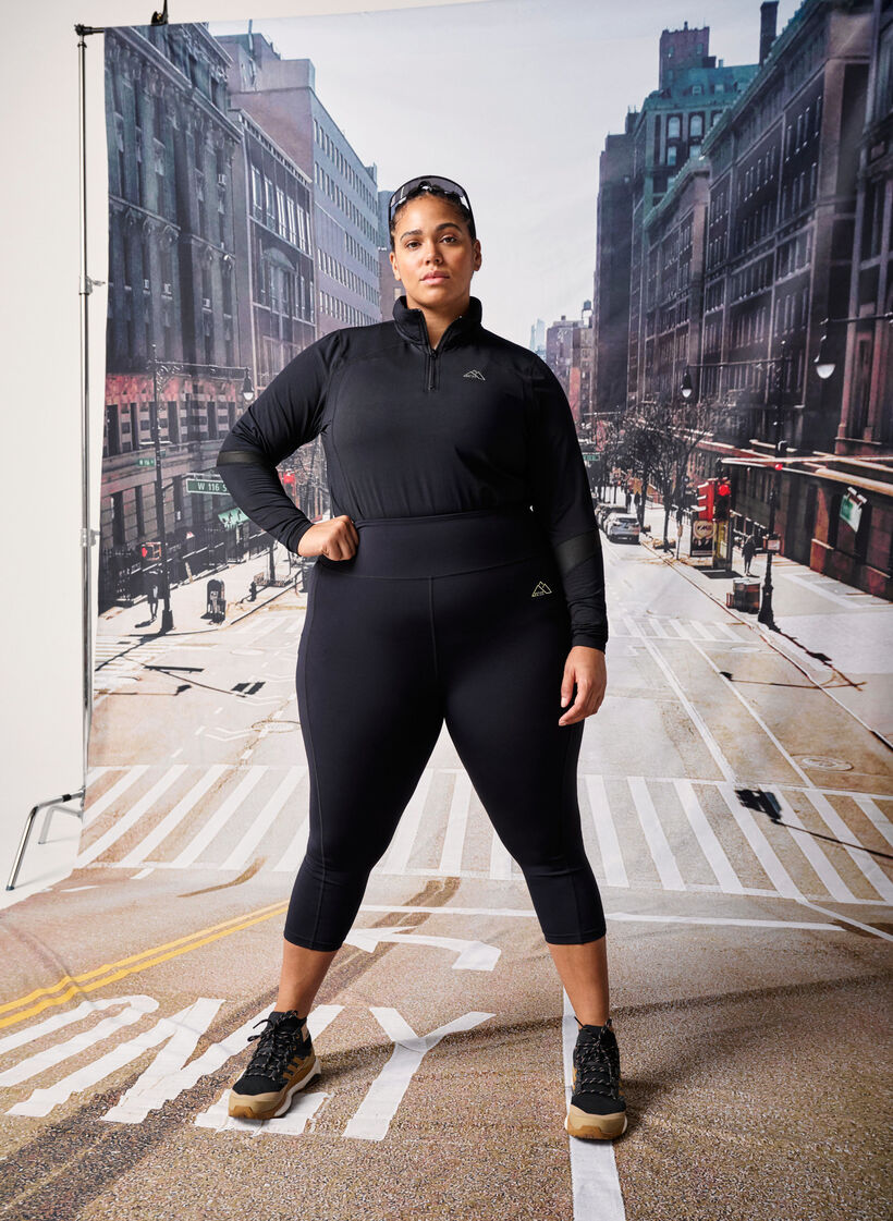 3/4 trainingslegging met zakken, Black, Image image number 0