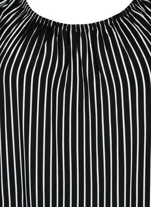 Gestreepte blouse van viscose met korte mouwen, Black/ White Stripe, Packshot image number 2