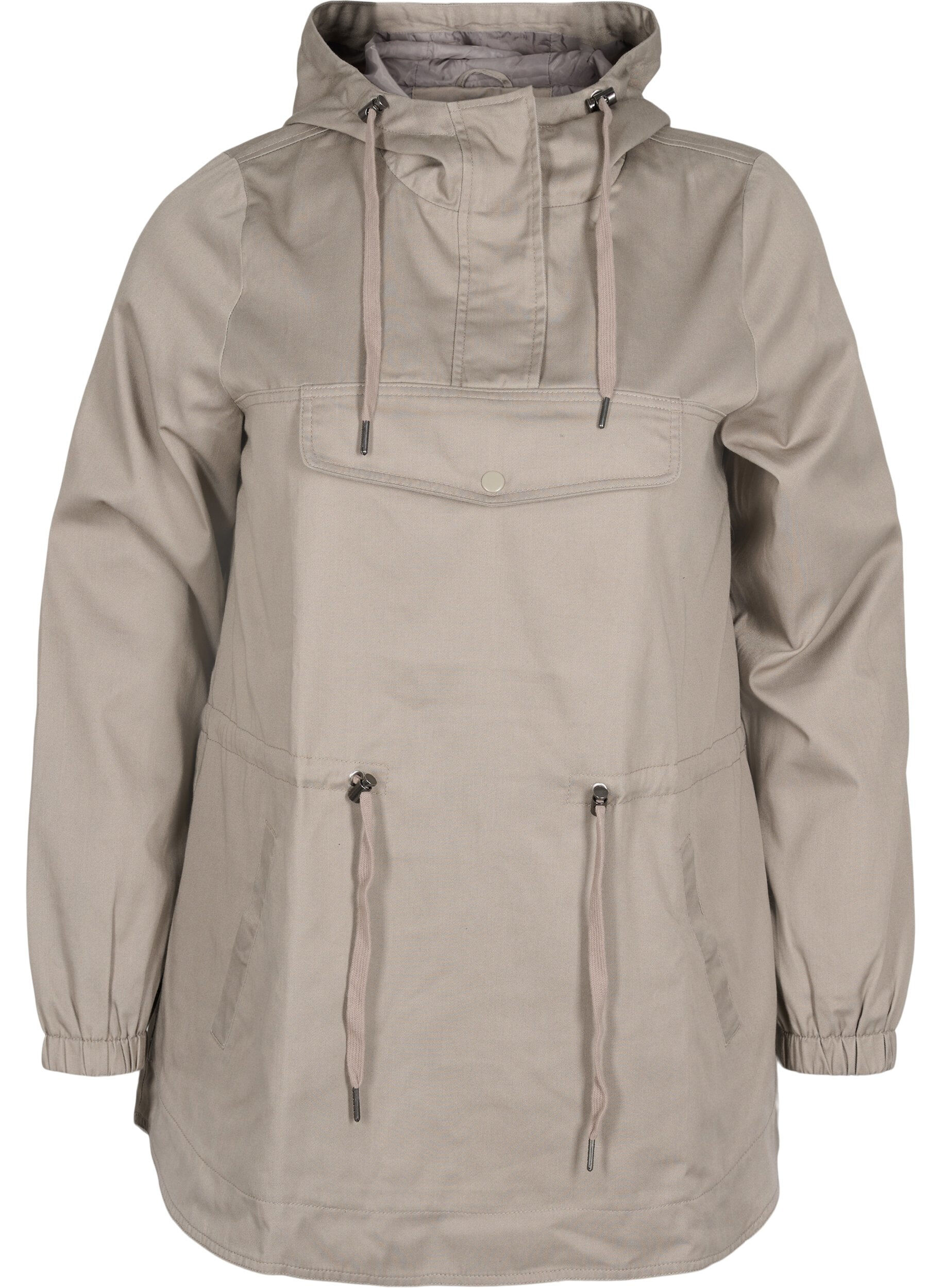 Zizzi Anorak met capuchon en zak, Moon Rock, Packshot image number 0