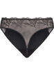 Microvezel string met kanten details, Zwart, Packshot image number 1