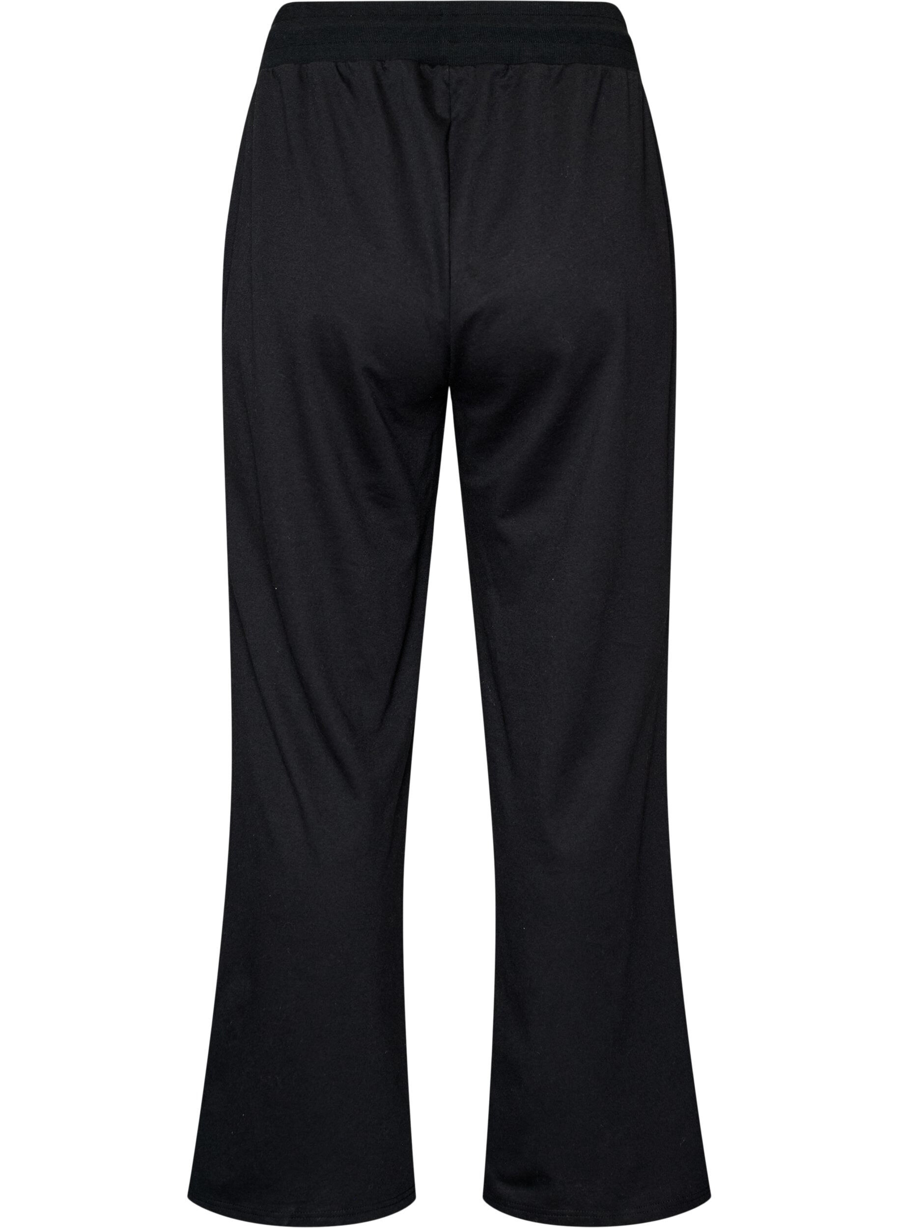ZizziTrainingsbroek met wijde pijpen en hoge taille, Zwart, Packshot image number 1