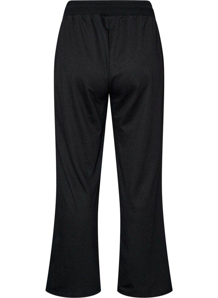 Trainingsbroek met wijde pijpen en hoge taille, Zwart, Packshot image number 1
