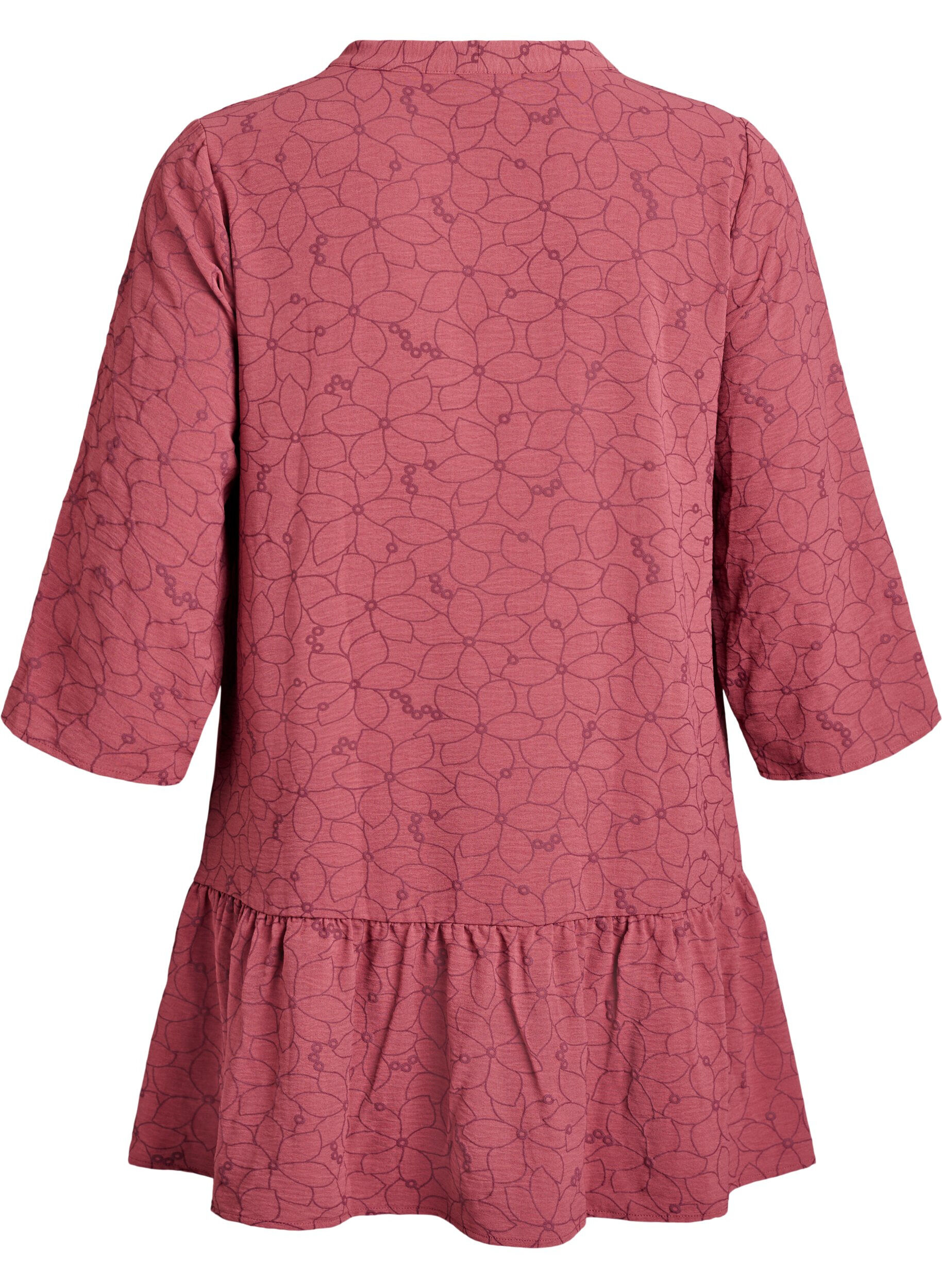 Zizzi Tunic met geborduurd bloemenpatroon en 3/4 mouwen, Roze, Packshot image number 1