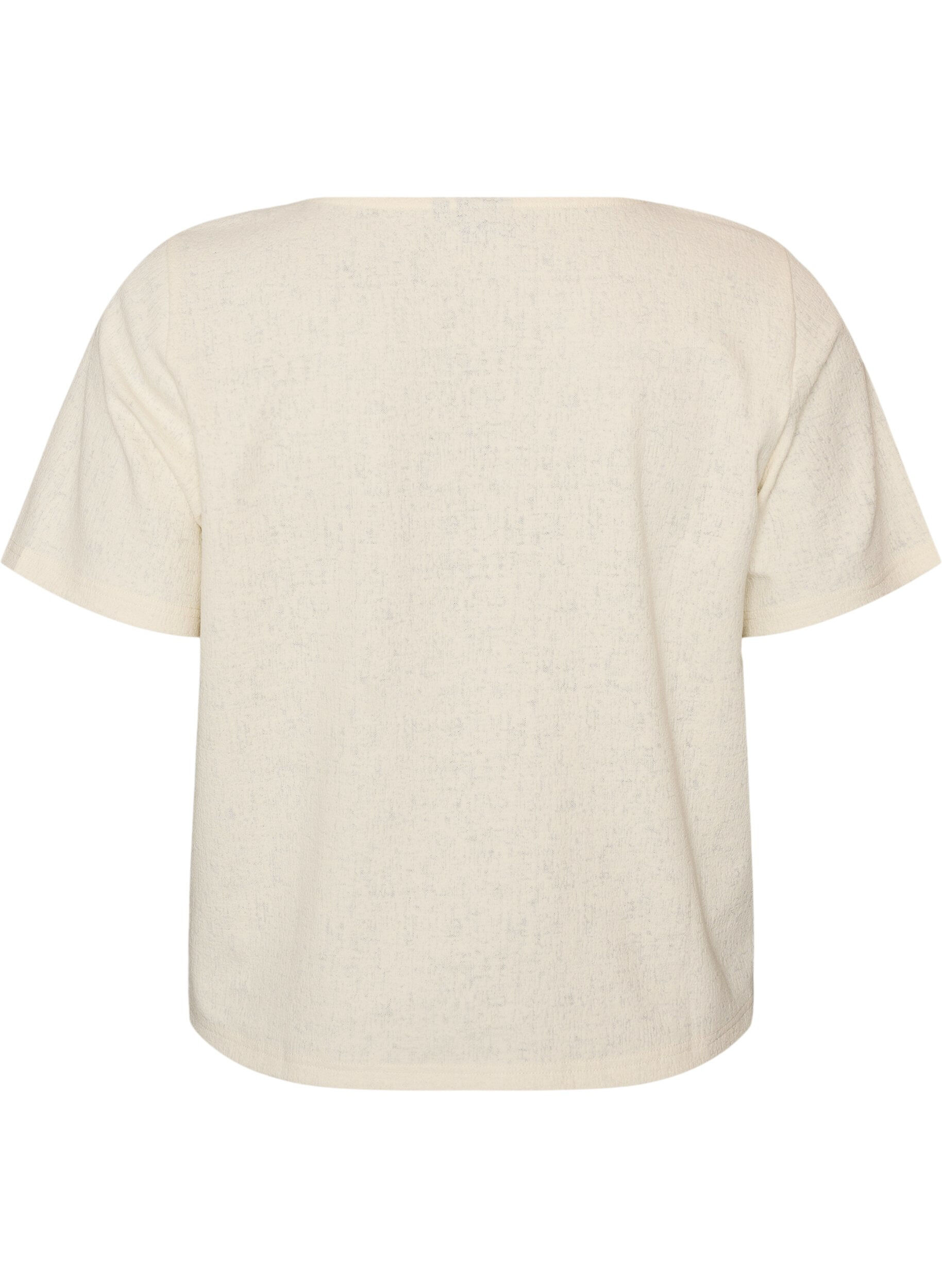 ZizziKatoenen blouse met structuur en knoopsluiting, Vanille, Packshot image number 1