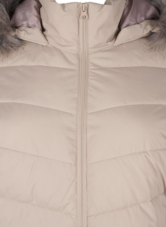 Kort pufferjack met capuchon, Beige, Packshot image number 2