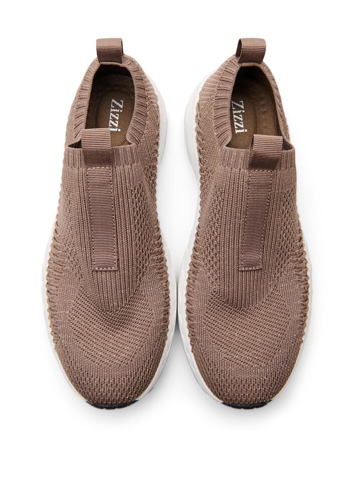 Stretch-breigaren trainers met glittergaren, Bruin, Packshot image number 2