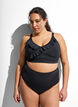 Solidkleurige high-waist bikinibroekje, Zwart, Model image number 0