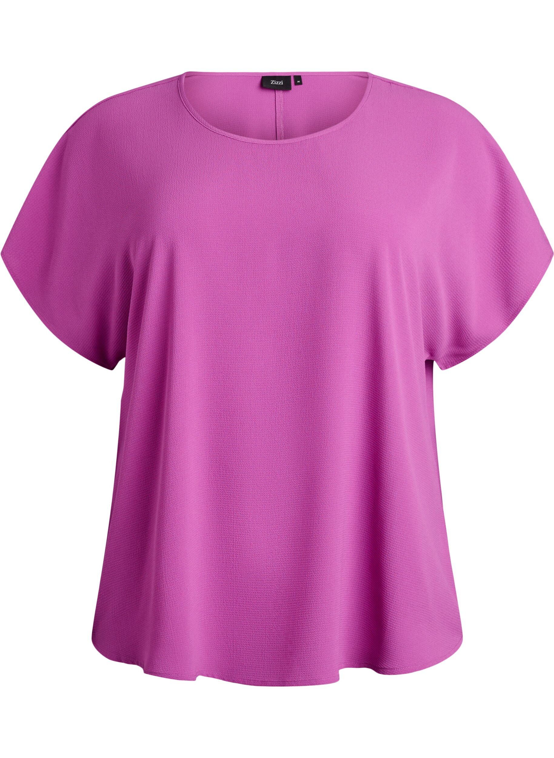 Blouse met korte mouwen en een ronde halslijn