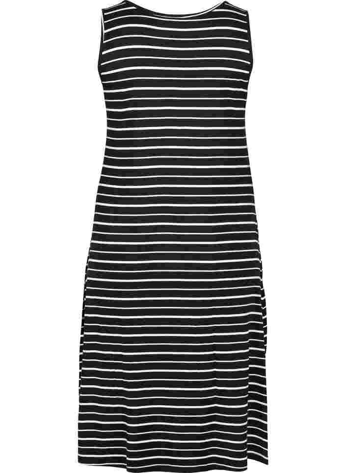 Gestreepte midi-jurk in viscose, Black w. stripe, Packshot image number 1