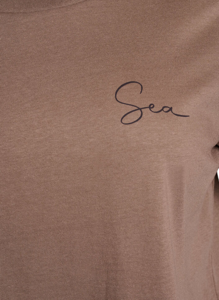 T-shirt met printdetails aan de voorkant en achterkant, Bruin, Packshot image number 2
